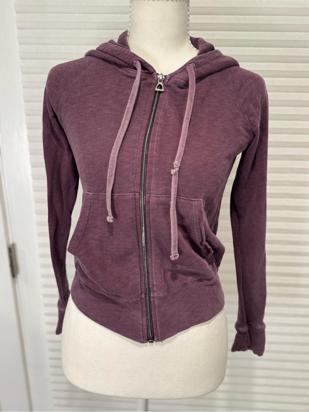James Perse Vintage French Terry Full Zip Hoodie Purple Size 0